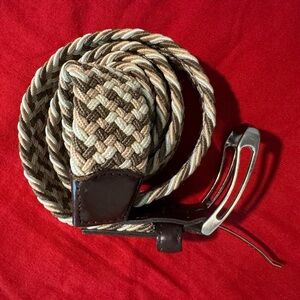 Greg Norman Men's Braided Leather Belt - Brown and Tan